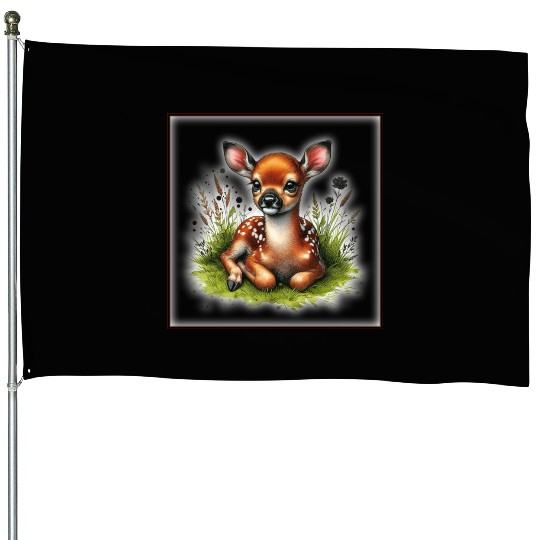 Cute baby animals House Flags