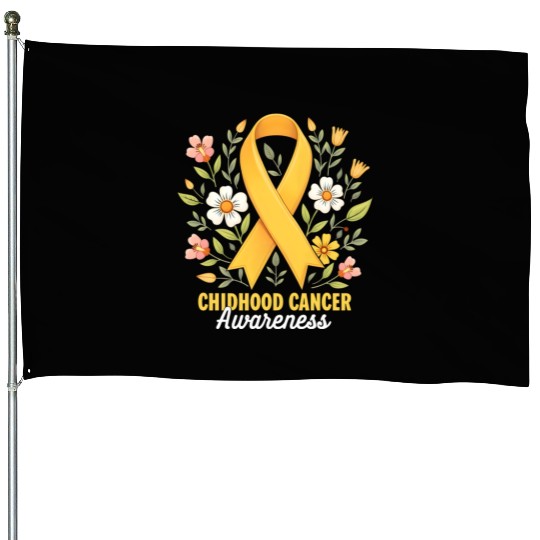 Childhood Cancer Awareness Hippie Flower Ribbon House Flags
