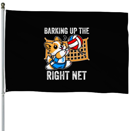 Barking Up the Right Net Funny Corgi Dog Humor House Flags