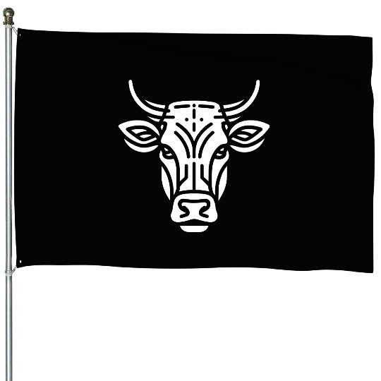 Cow face cows vector farm animal art path4 House Flags