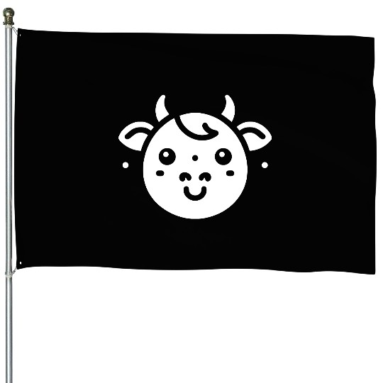 Cow face cute cows vector farm animal art path8 House Flags