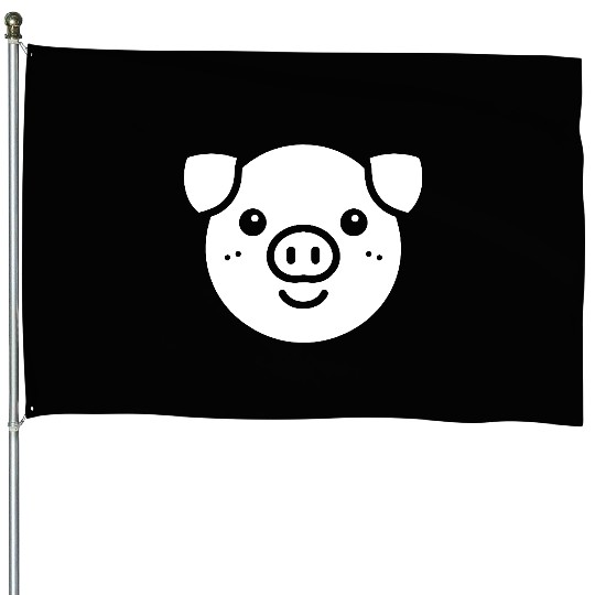 Pig face cute pigs vector farm animal path14 House Flags