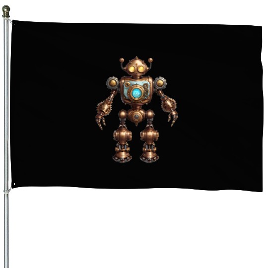 A sturdy steampunk robot House Flags