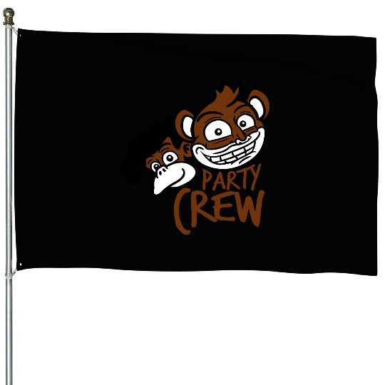 Monkey Chimpanzee Party Animals Crew Team Friends House Flags