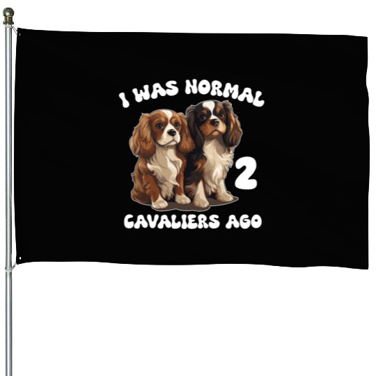 Cavalier King Charles Spaniel I Was Normal 2 House Flags