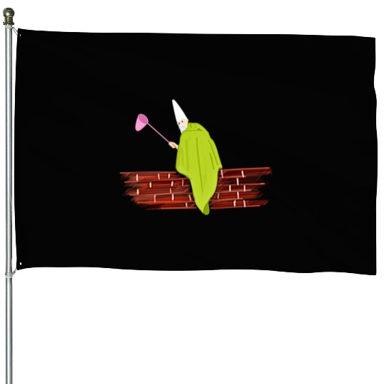 Crawly Gnome Tiny Green Wizard, Funny Green Gnome House Flags