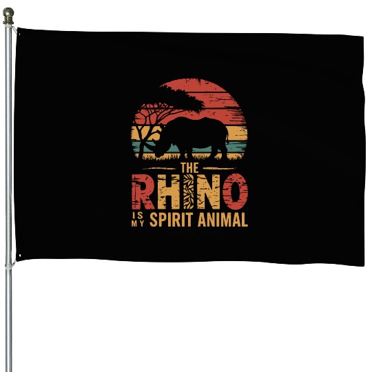 The Rhino Is My Spirit Animal Sunset Safari House Flags