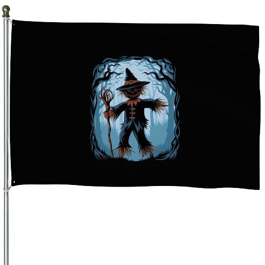 Spooky Halloween Scarecrow House Flags