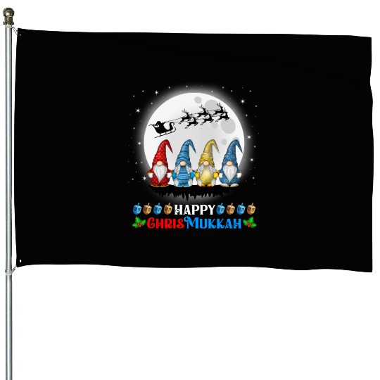 Happy Chrismukkah Gnomes Christmas Hanukkah House Flags