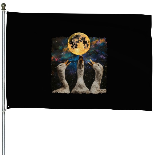 Ducks Farm Animal Farmer Howling Moon House Flags