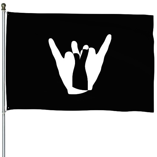 Two heavy metal hard rock horn finger hand gesture House Flags