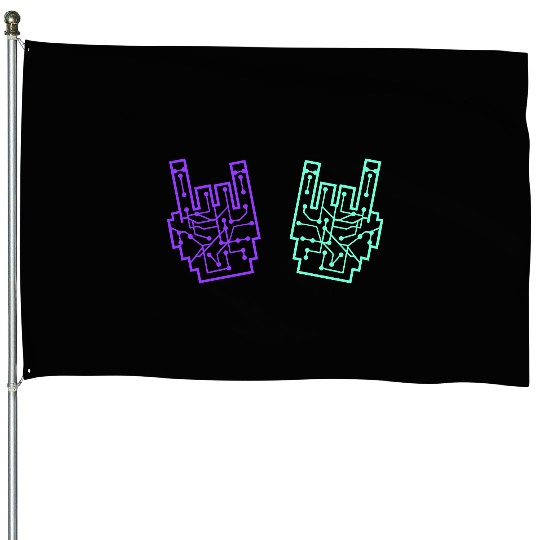 Heavy metal nerd electronic circuits hand gestures House Flags