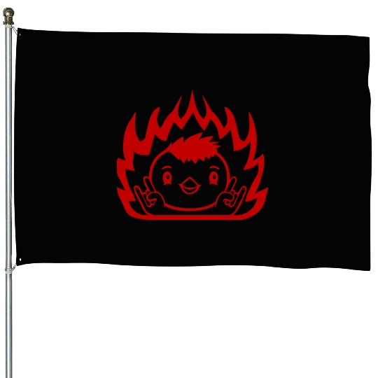 Fire Heavy Metal Duck Bird Chick Rock Hand Gesture House Flags