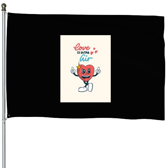 Love is in the air red heart print House Flags