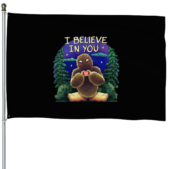 Bigfoot cryptid believe in you House Flags