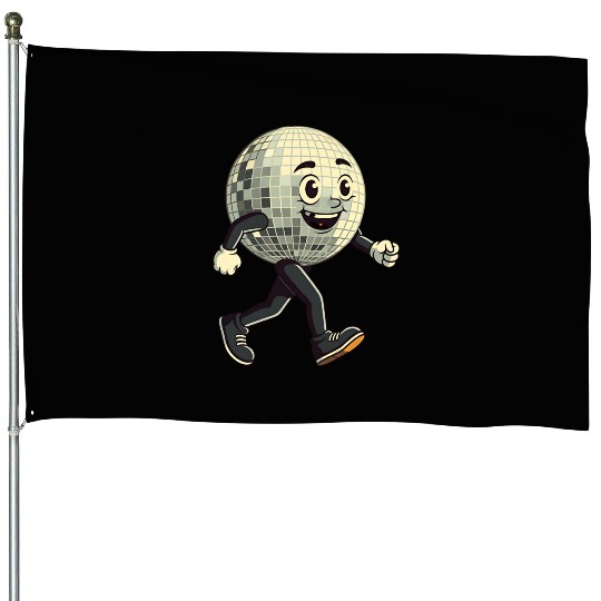 Disco Ball Walking - Retro Funk in Motion House Flags