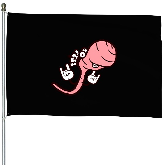 Cute Cool Worm Crown King Party Animal Fun Monster House Flags