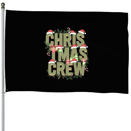 Christmas Crew with Santa Hats and Candy Canes House Flags