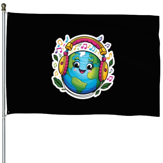 Harmonizing with Earth - Vibrant Sticker House Flags