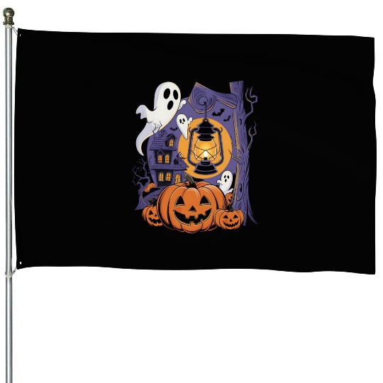 A bright and spooky Halloween House Flags