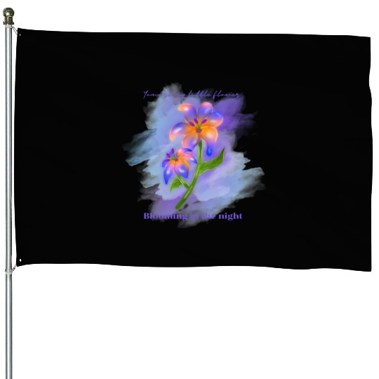 My Midnight Flower House Flags
