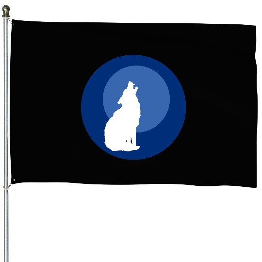 Wolf Moon Nature Vector House Flags