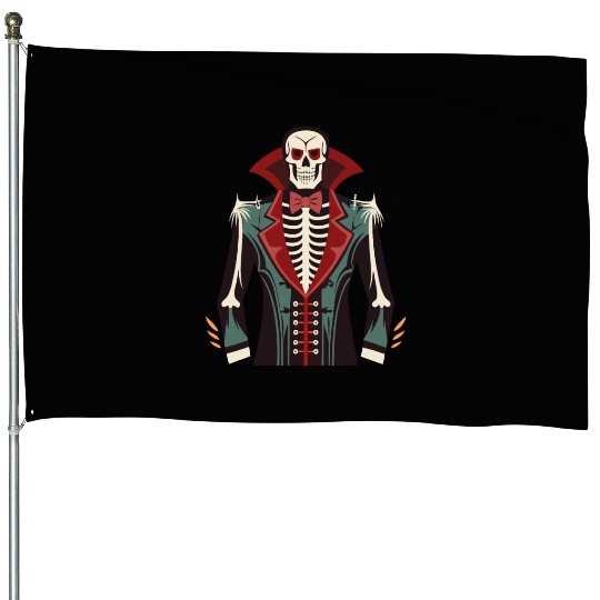 A skeleton ribcage, a vampire tuxedo print Costume House Flags