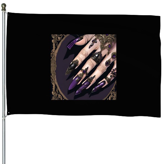 Gothic Fantasy Halloween Nails House Flags