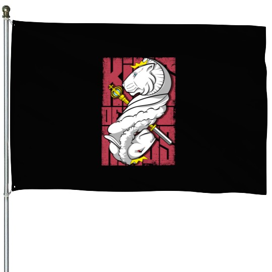 Lion King and the Holy Lamb Christian Art House Flags