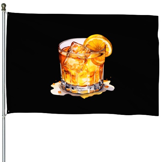 Watercolor Whiskey Drink House Flags