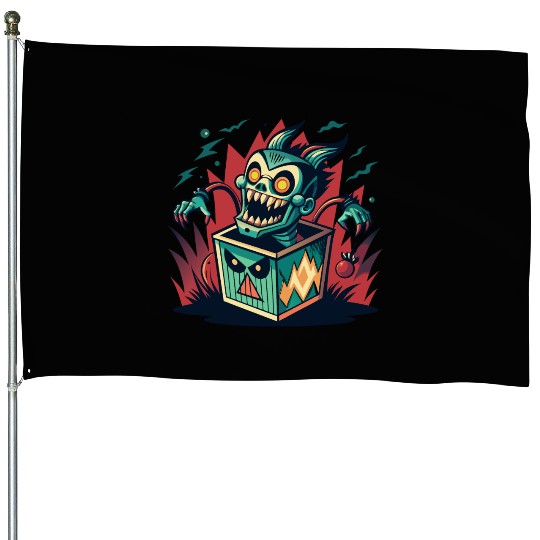 Monster Jack-in-the-Box - Retro Horror Fun House Flags