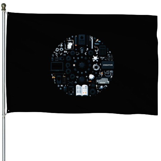 Abstract Lucky number circle House Flags