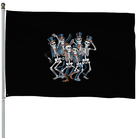 Let's Dance Dancing Skeleton Skull House Flags