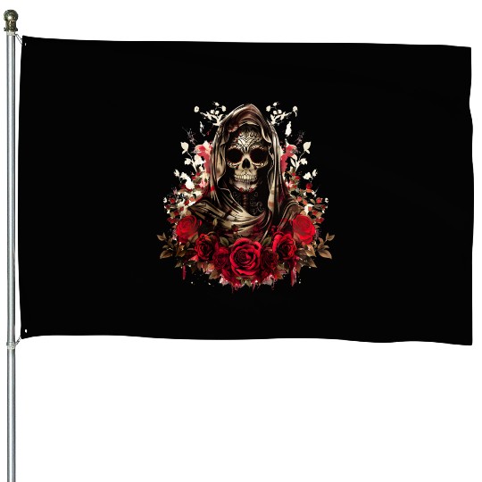 Santa Muerte Folk Saint House Flags