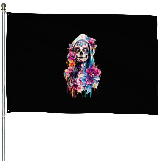 Santa Muerte Saint Mexican Folklore Dead Skull House Flags