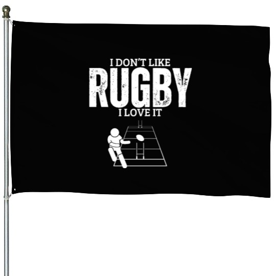 I Love Rugby Funny Rugby Player House Flags