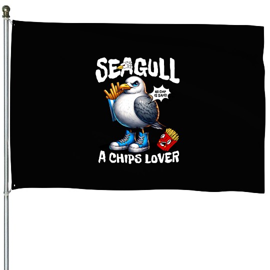 Seagull The Potato Chips Lover Funny Sea Bird House Flags