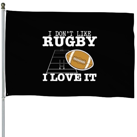 I Love Rugby Funny Rugby Player House Flags