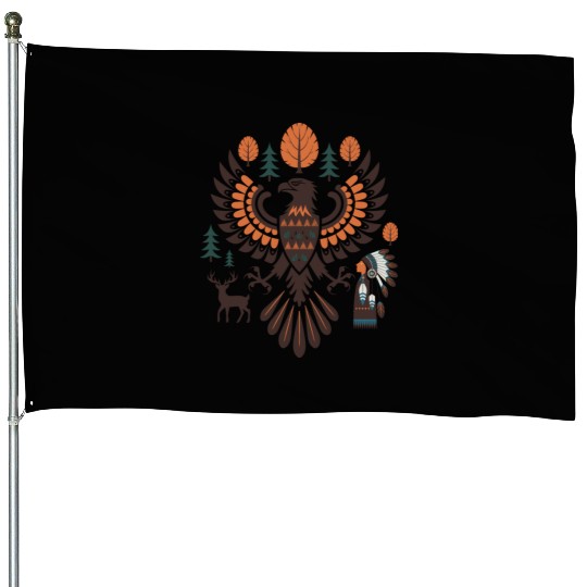 Native American Eagle Design House Flags