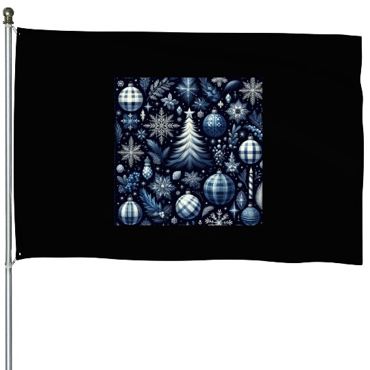 flannel blue and white christmas House Flags