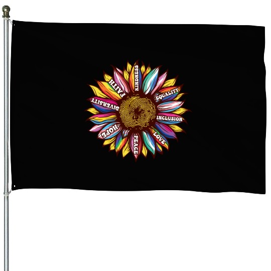 lgbtq sunflower rainbow flag Diversity Human Right House Flags
