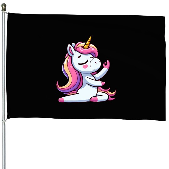 Unicorn Yoga Meditation Autogenic Training House Flags