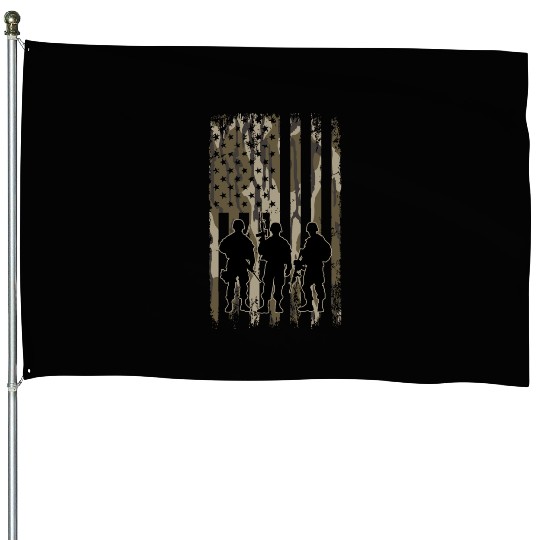 Bottomland Camo American Flag Soldiers House Flags