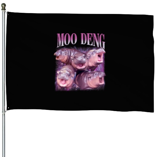 I Love Moo Deng Bootleg I love you Bouncy Pig House Flags