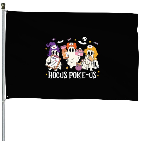 Hocus Poke-Us Funny Ghost Vintage Halloween Movie House Flags