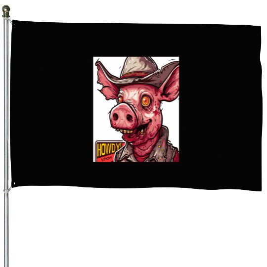 hillbilly redneck zombie cowboy pig House Flags
