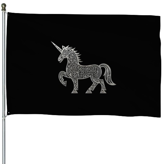 Celtic Unicorn Line Art Tattoo House Flags