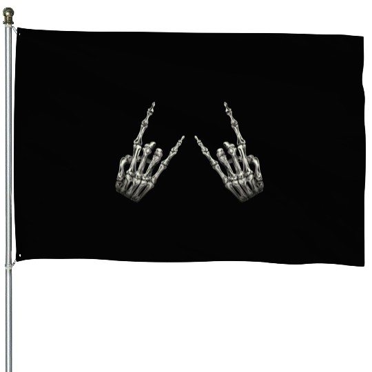 Rock On Rock Star Skeleton Hands Rocker Halloween House Flags