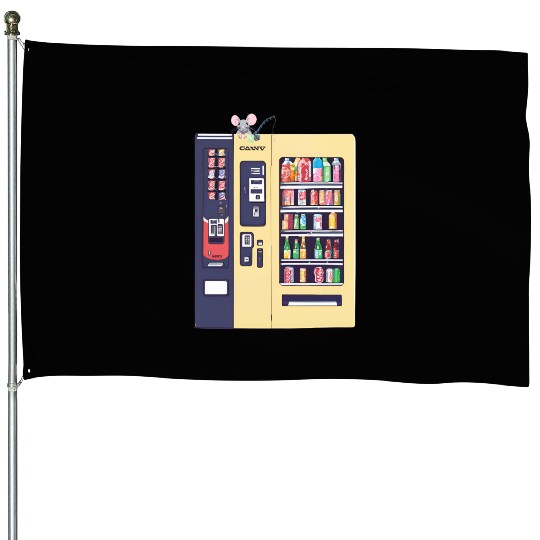 Japanese vending machine with little friend. House Flags