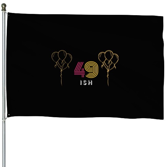 Cheerful '49 Ish' Design House Flags: Festive Balloons &